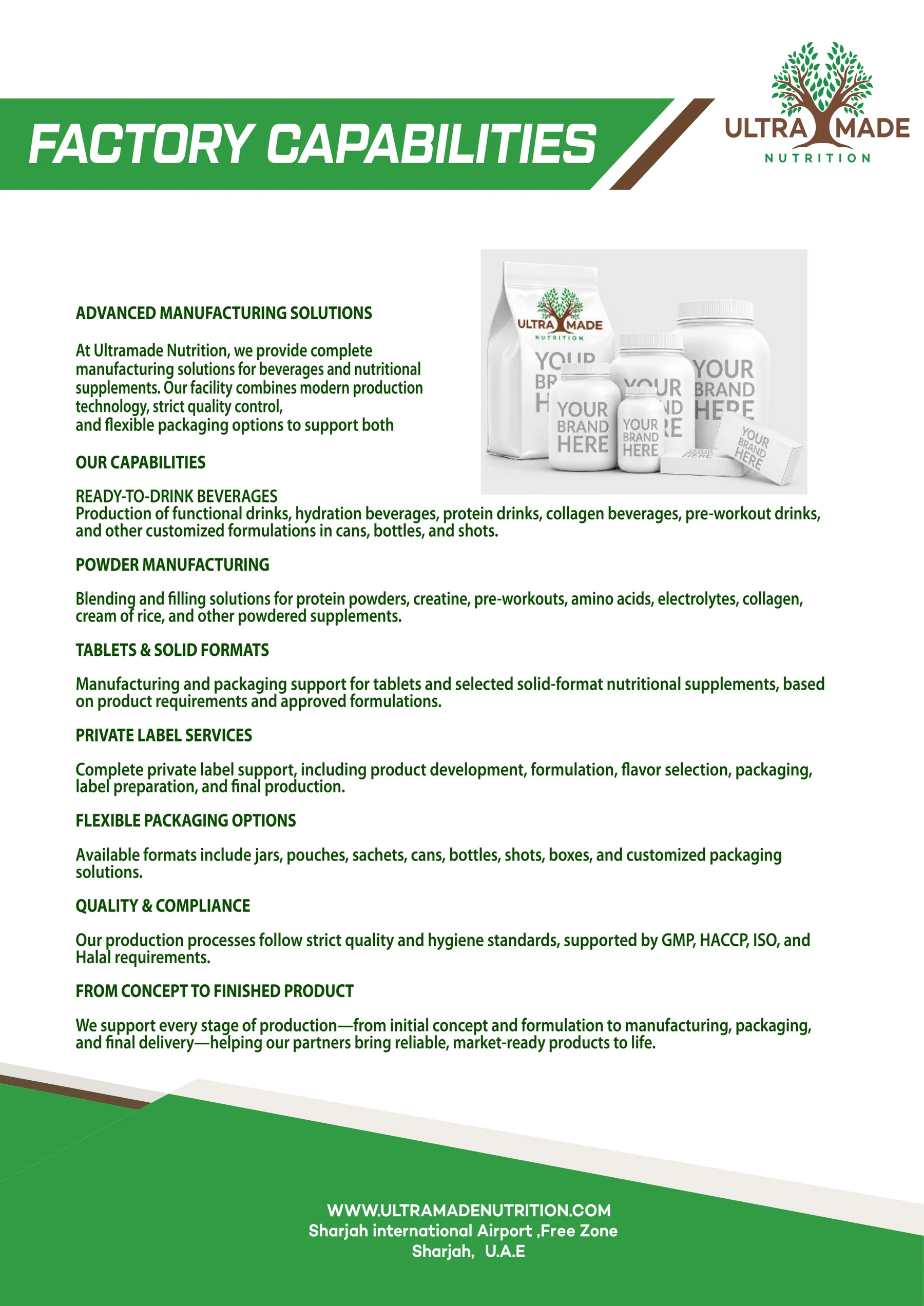 Ultramade Nutrition catalogue, page 8: Company profile