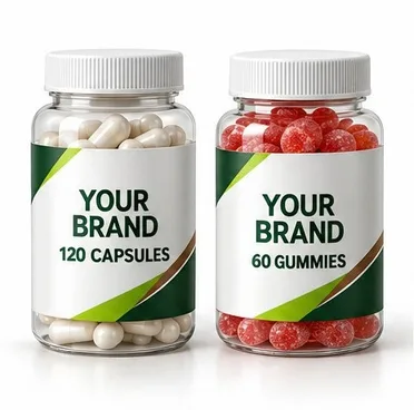 Private label 120 capsule and 60 gummy bottles