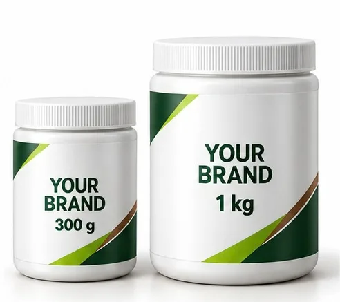 Powder jar sizes 300 g and 1 kg